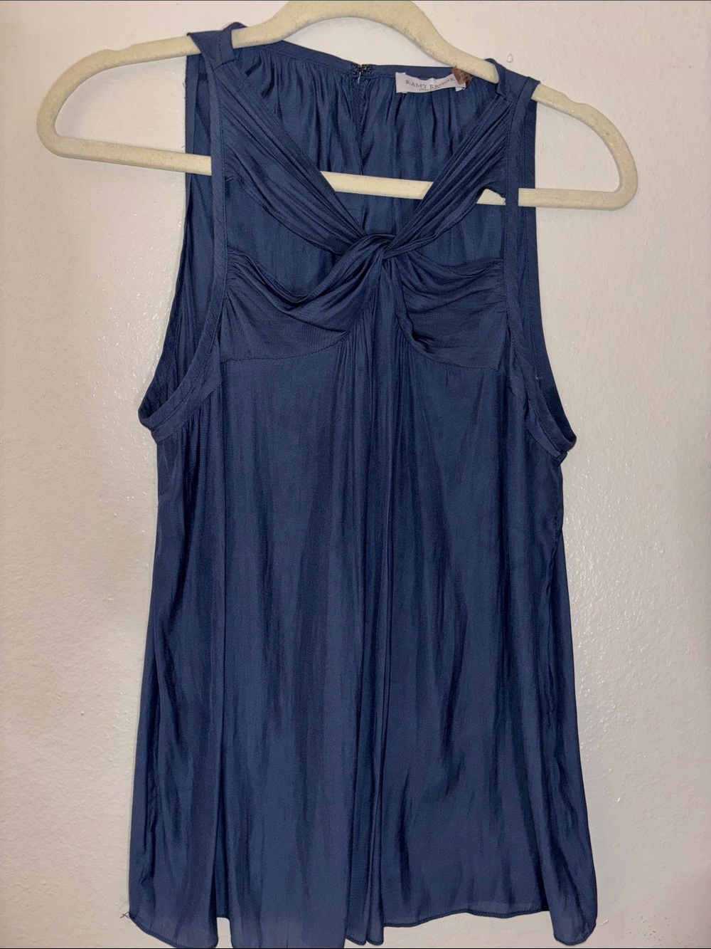 Ramy Brook Sleeveless Twist-Front Navy Women's Top